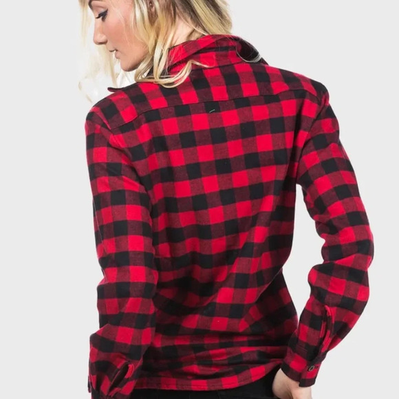 Flannel Co Stylish Buffalo Check Flannel plaid shirt. Red and Black size XXL - Picture 2 of 14